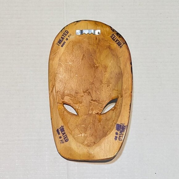 Handcrafted Black Tan Feline Turtle Wall Mask Decor Folk art - Picture 2 of 3